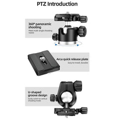 BEXIN TA255-BS30 Portable Collapsible Aluminum Alloy Camera Tripod with Head, TA255-BS30