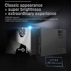 UC68 80ANSI 800x400 Home Theater Multimedia HD 1080P LED Projector, Support USB/SD/HDMI/VGA/IR