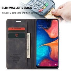 CaseMe-013 Multi-functional Retro Frosted Horizontal Flip Leather Case with Card Slot & Holder & Wallet, For Galaxy A20e