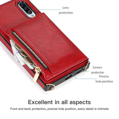 Square Zipper Wallet Bag TPU+PU Back Cover Case with Holder & Card Slots & Wallet & Cross-body Strap