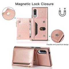 Square Zipper Wallet Bag TPU+PU Back Cover Case with Holder & Card Slots & Wallet & Cross-body Strap