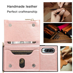 Square Zipper Wallet Bag TPU+PU Back Cover Case with Holder & Card Slots & Wallet & Cross-body Strap