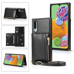 Square Zipper Wallet Bag TPU+PU Back Cover Case with Holder & Card Slots & Wallet & Cross-body Strap