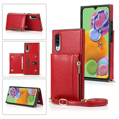 Square Zipper Wallet Bag TPU+PU Back Cover Case with Holder & Card Slots & Wallet & Cross-body Strap
