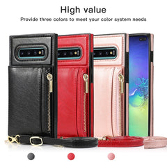 Square Zipper Wallet Bag TPU+PU Back Cover Case with Holder & Card Slots & Wallet & Cross-body Strap
