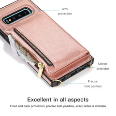 Square Zipper Wallet Bag TPU+PU Back Cover Case with Holder & Card Slots & Wallet & Cross-body Strap