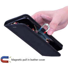 Frosted Business Magnetic Horizontal Flip PU Leather Case with Holder & Card Slot & Lanyard