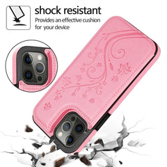 Butterflies Flowers Double Buckle PU + TPU Protective Case with Holder & Card Slots & Photo Frame, For iPhone 12 Pro Max