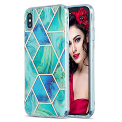 3D Electroplating Marble Pattern TPU Protective Case, For iPhone XS Max