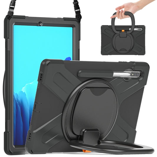 Silicone + PC Protective Case with Holder & Shoulder Strap, For Samsung Galaxy Tab S8+ / Tab S8 Plus / Tab S7 FE / Tab S7+ T970/T975