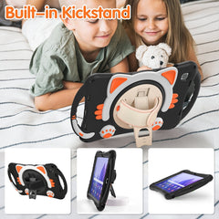 Cute Cat King Kids Shockproof EVA Protective Case with Holder & Shoulder Strap & Handle