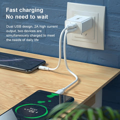 WK WP-U56 2A Dual USB Fast Charging Travel Charger Power Adapter,, EU Plug, UK Plug