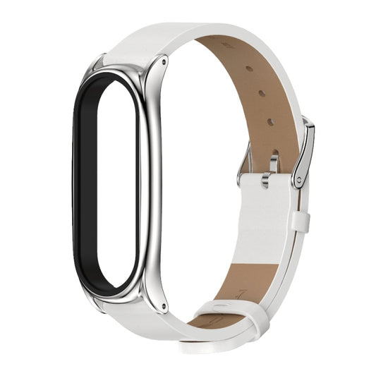 For Xiaomi Mi Band 6 / 5 / 4 / 3 Mijobs Metal Case Crazy Horse Texture PU Microfiber Plus Replacement Watchband