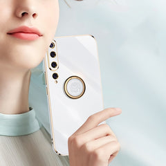 XINLI Straight Edge 6D Electroplate TPU Phone Case with Ring Holder