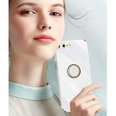 XINLI Straight Edge 6D Electroplate TPU Phone Case with Ring Holder