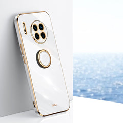 XINLI Straight Edge 6D Electroplate TPU Phone Case with Ring Holder