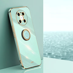 XINLI Straight Edge 6D Electroplate TPU Phone Case with Ring Holder