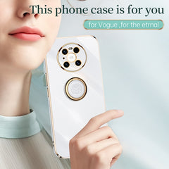 XINLI Straight Edge 6D Electroplate TPU Phone Case with Ring Holder