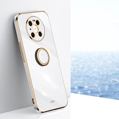 XINLI Straight Edge 6D Electroplate TPU Phone Case with Ring Holder