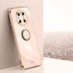 XINLI Straight Edge 6D Electroplate TPU Phone Case with Ring Holder