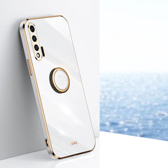 XINLI Straight Edge 6D Electroplate TPU Phone Case with Ring Holder