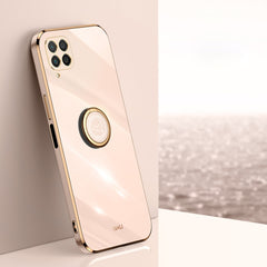 XINLI Straight Edge 6D Electroplate TPU Phone Case with Ring Holder