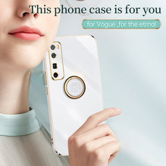 XINLI Straight Edge 6D Electroplate TPU Phone Case with Ring Holder