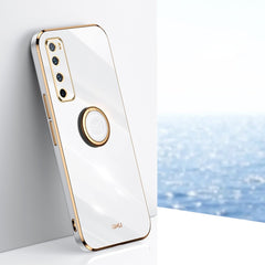 XINLI Straight Edge 6D Electroplate TPU Phone Case with Ring Holder