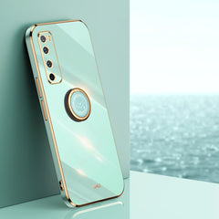 XINLI Straight Edge 6D Electroplate TPU Phone Case with Ring Holder