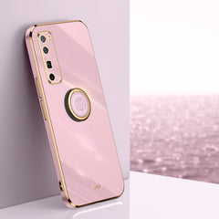 XINLI Straight Edge 6D Electroplate TPU Phone Case with Ring Holder