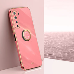 XINLI Straight Edge 6D Electroplate TPU Phone Case with Ring Holder