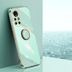 XINLI Straight Edge 6D Electroplate TPU Phone Case with Ring Holder