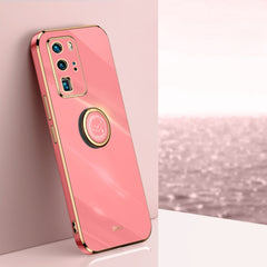 XINLI Straight Edge 6D Electroplate TPU Phone Case with Ring Holder