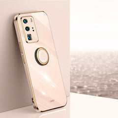 XINLI Straight Edge 6D Electroplate TPU Phone Case with Ring Holder