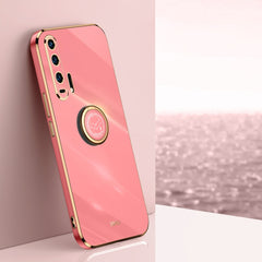 XINLI Straight Edge 6D Electroplate TPU Phone Case with Ring Holder