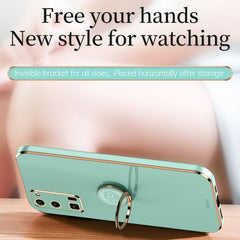 XINLI Straight Edge 6D Electroplate TPU Phone Case with Ring Holder