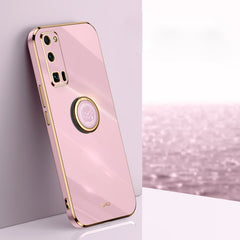 XINLI Straight Edge 6D Electroplate TPU Phone Case with Ring Holder