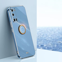 XINLI Straight Edge 6D Electroplate TPU Phone Case with Ring Holder