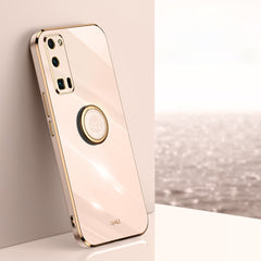 XINLI Straight Edge 6D Electroplate TPU Phone Case with Ring Holder