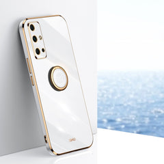 XINLI Straight Edge 6D Electroplate TPU Phone Case with Ring Holder
