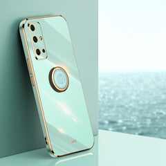 XINLI Straight Edge 6D Electroplate TPU Phone Case with Ring Holder