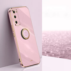 XINLI Straight Edge 6D Electroplate TPU Phone Case with Ring Holder