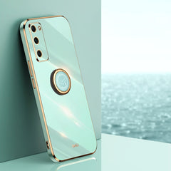 XINLI Straight Edge 6D Electroplate TPU Phone Case with Ring Holder