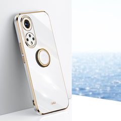 XINLI Straight Edge 6D Electroplate TPU Phone Case with Ring Holder