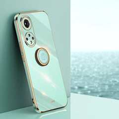 XINLI Straight Edge 6D Electroplate TPU Phone Case with Ring Holder