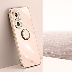 XINLI Straight Edge 6D Electroplate TPU Phone Case with Ring Holder
