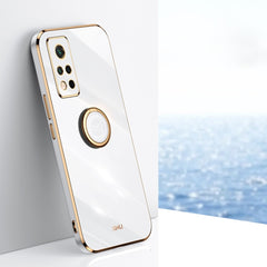 XINLI Straight Edge 6D Electroplate TPU Phone Case with Ring Holder
