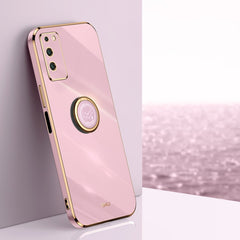 XINLI Straight Edge 6D Electroplate TPU Phone Case with Ring Holder