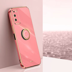 XINLI Straight Edge 6D Electroplate TPU Phone Case with Ring Holder