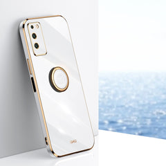 XINLI Straight Edge 6D Electroplate TPU Phone Case with Ring Holder